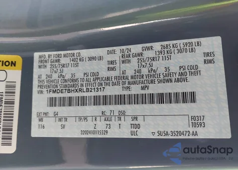 2024 Ford Bronco Big Bend from USA, damaged, VIN 1FMDE7BHXRLB21317